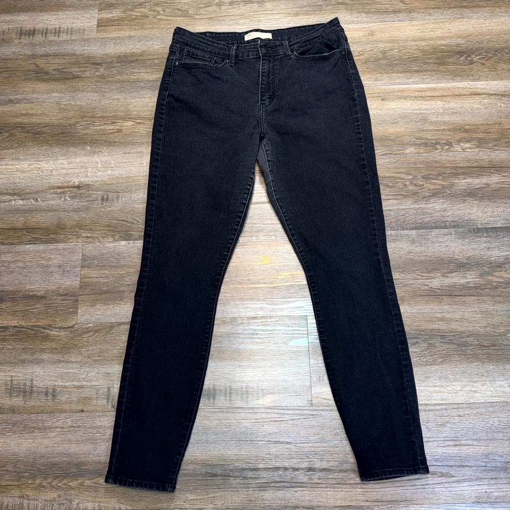 Signature by Levi Strauss Mid-Rise Skinny Black Denim Jeans Womens 10L W30 x L32